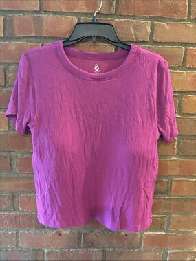 Lou & Grey Ribbed Short-Sleeve Tee in Vibrant Magenta